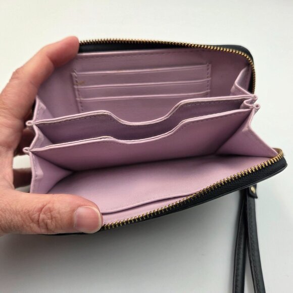 Fossil Wallet Navy Blue Leather Zip Around Accordian Wrislet Strap - Picture 7 of 10